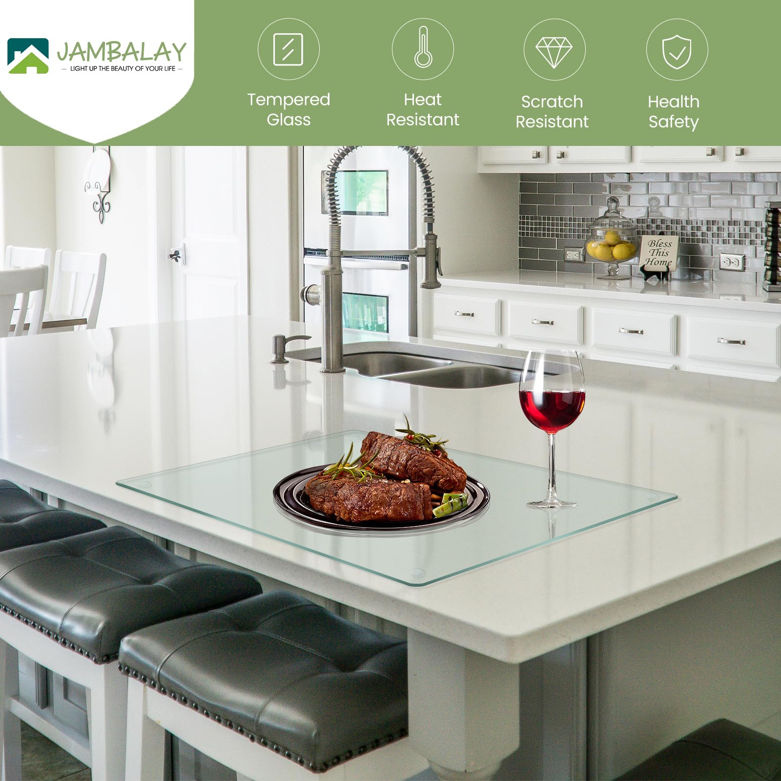 JAMBALAY board with non-slip feet stays stable during chopping
