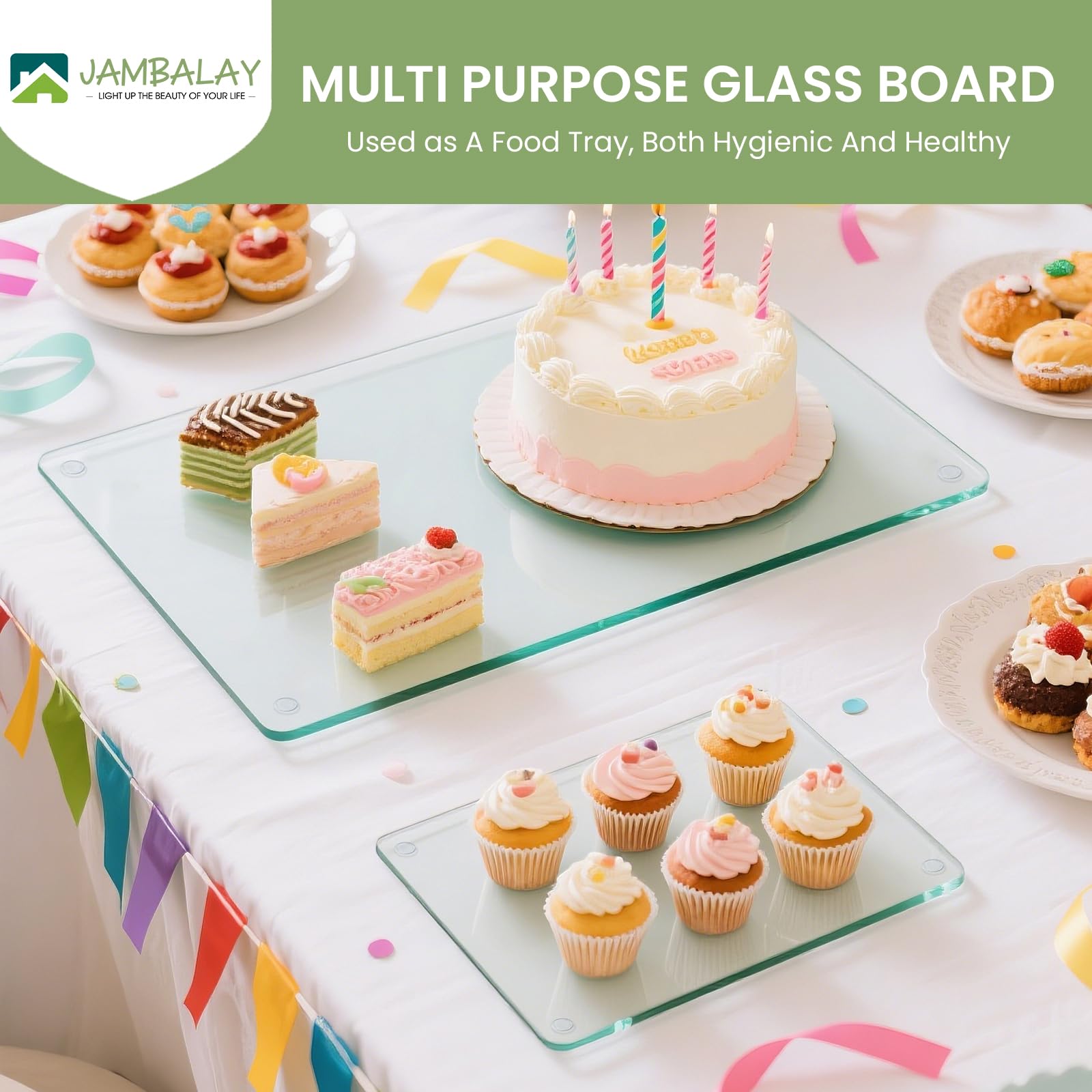 JAMBALAY tempered glass cutting board 8x12 for compact counter space