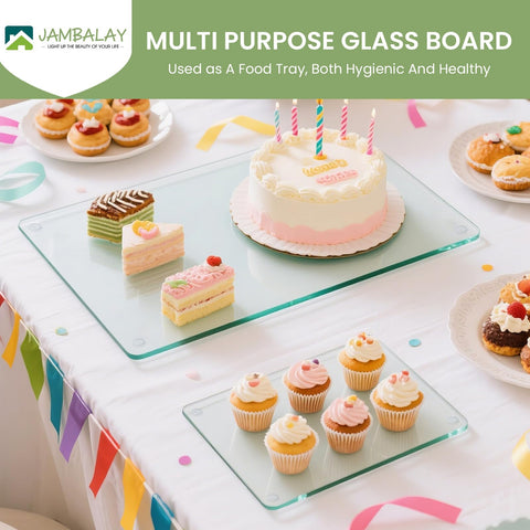 JAMBALAY tempered glass cutting board 8x12 for compact counter space