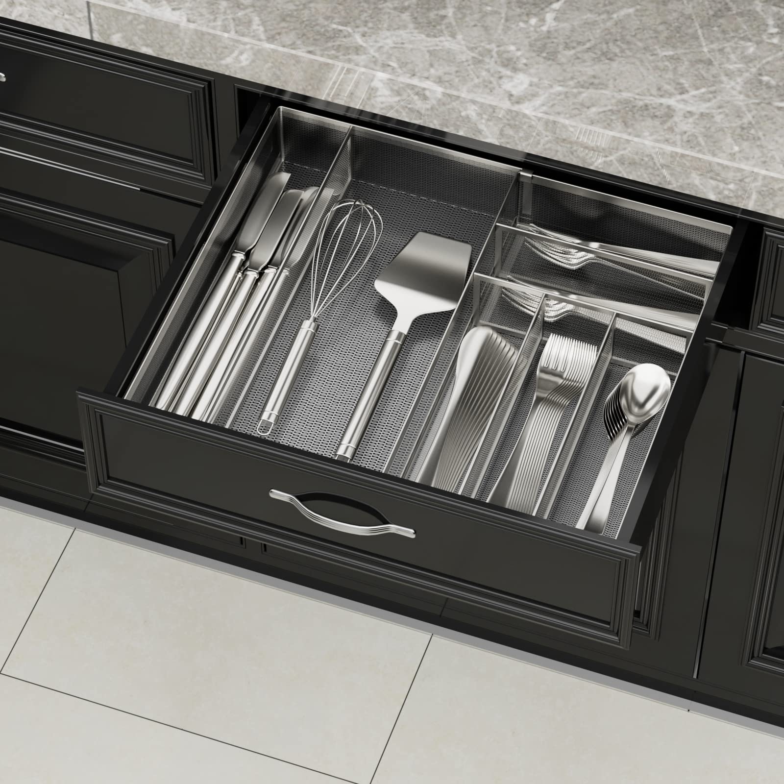 JANE EYRE expandable tray width adjusts for different drawers.