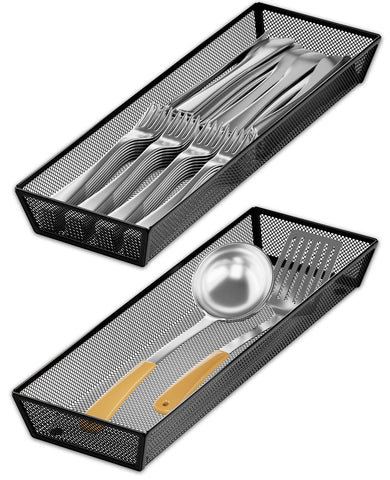 Jane Eyre kitchen drawer organizer with silverware tray keeps drawers tidy and accessible.