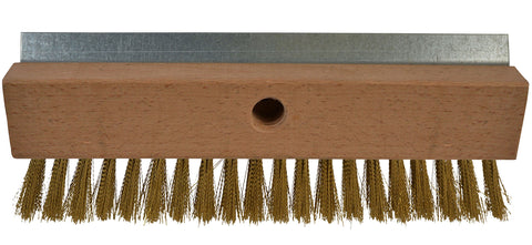 Janico 4004 pizza oven brush with stiff brass bristles for thorough cleaning.