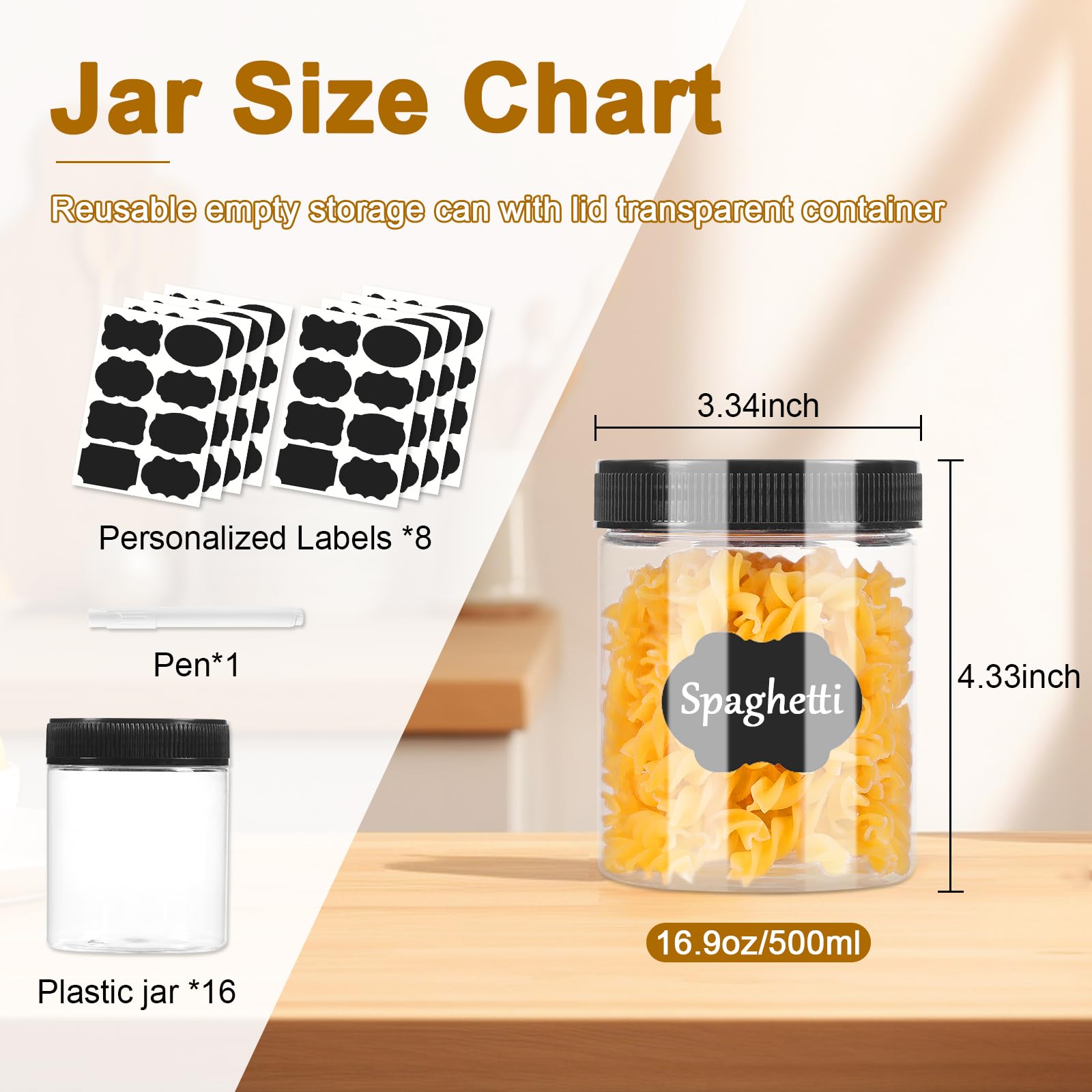 Janisfirst jar includes free chalkboard stickers and a labeling pen for quick organization.
