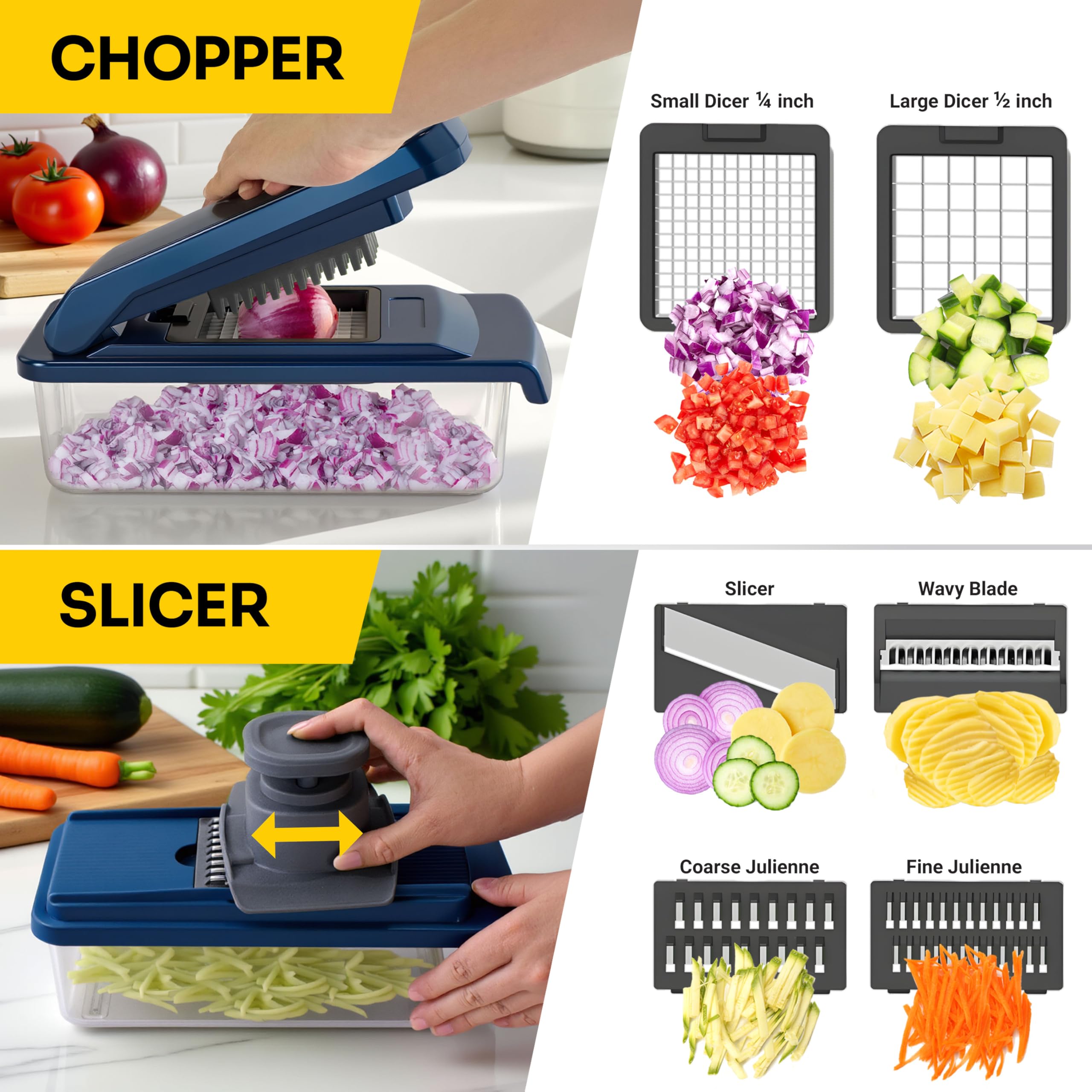 JANSKA UltraChop 9 blade options enable slicing, dicing, and shredding variety