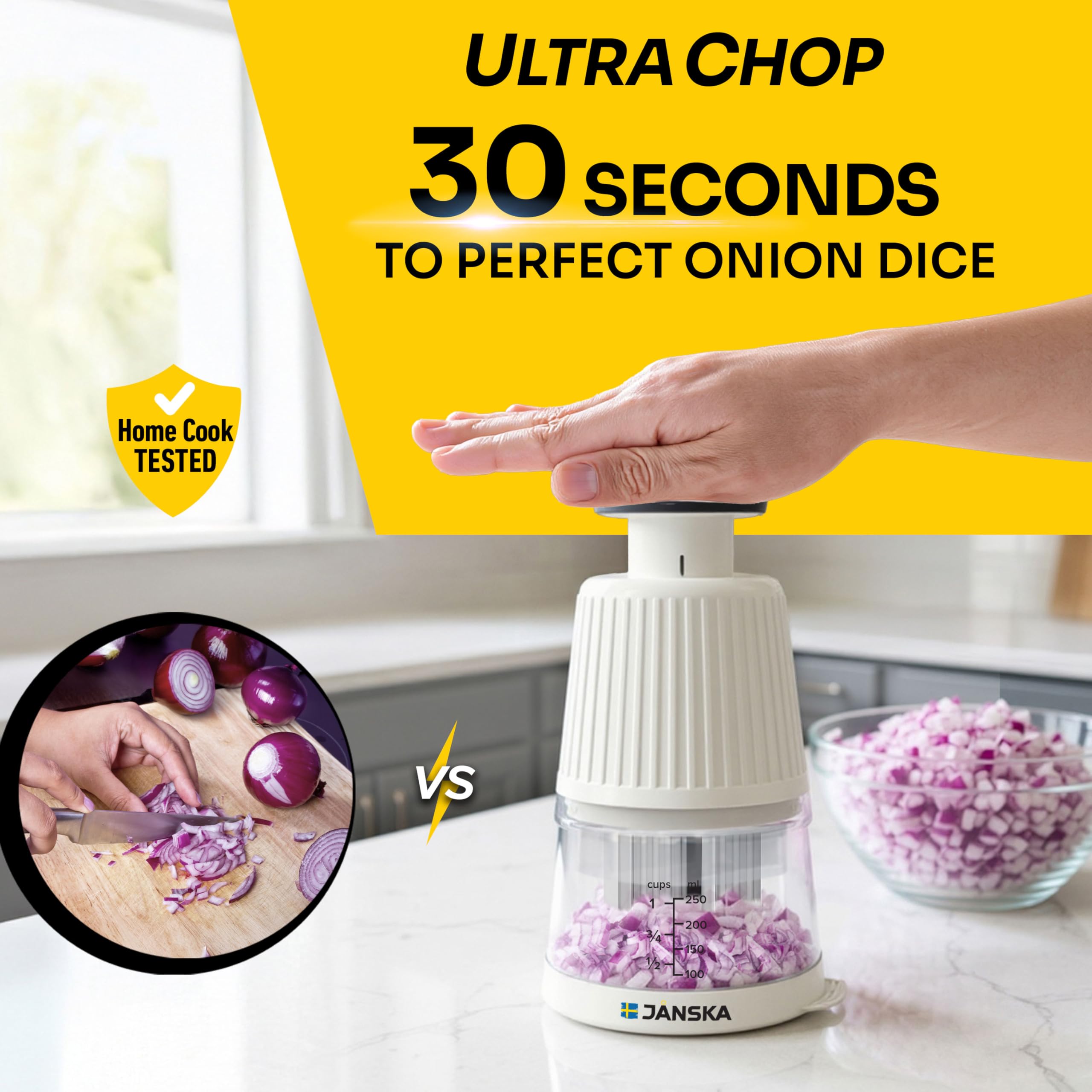 Janska UltraChop stainless steel blades close-up delivering clean cuts