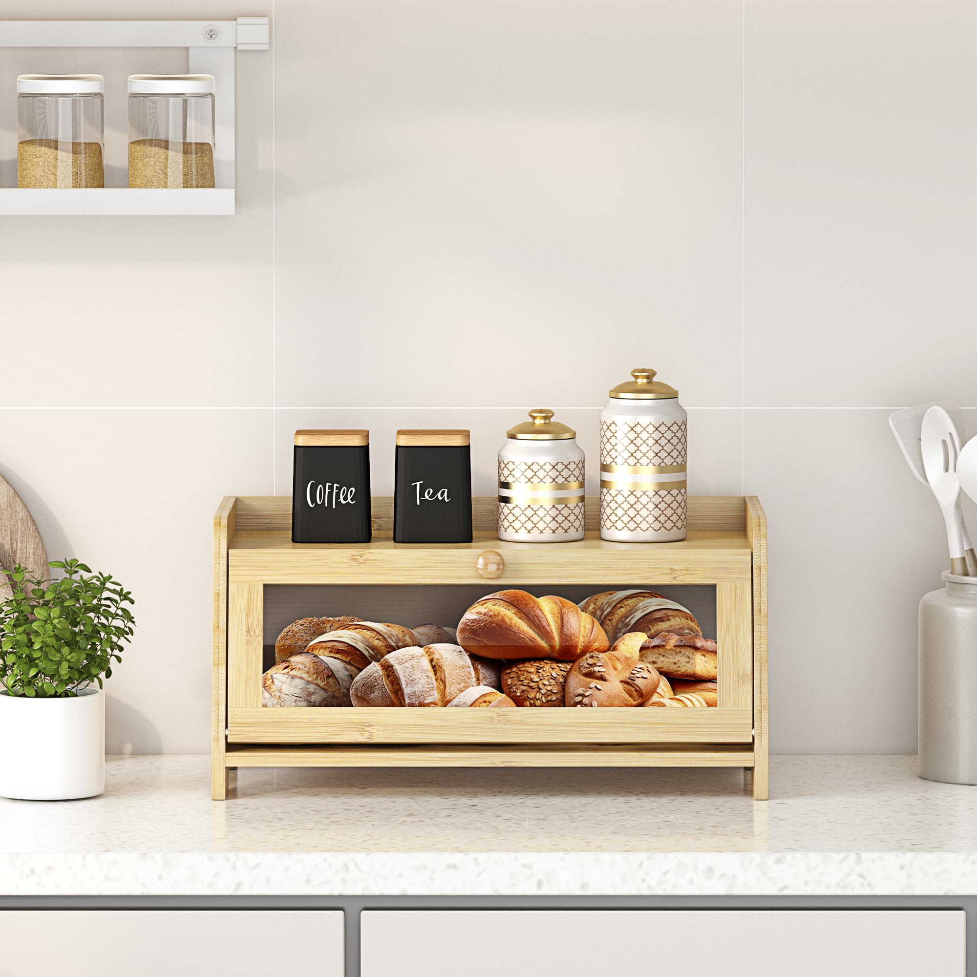 JANSNIMEN countertop bread box keeps kitchen organized