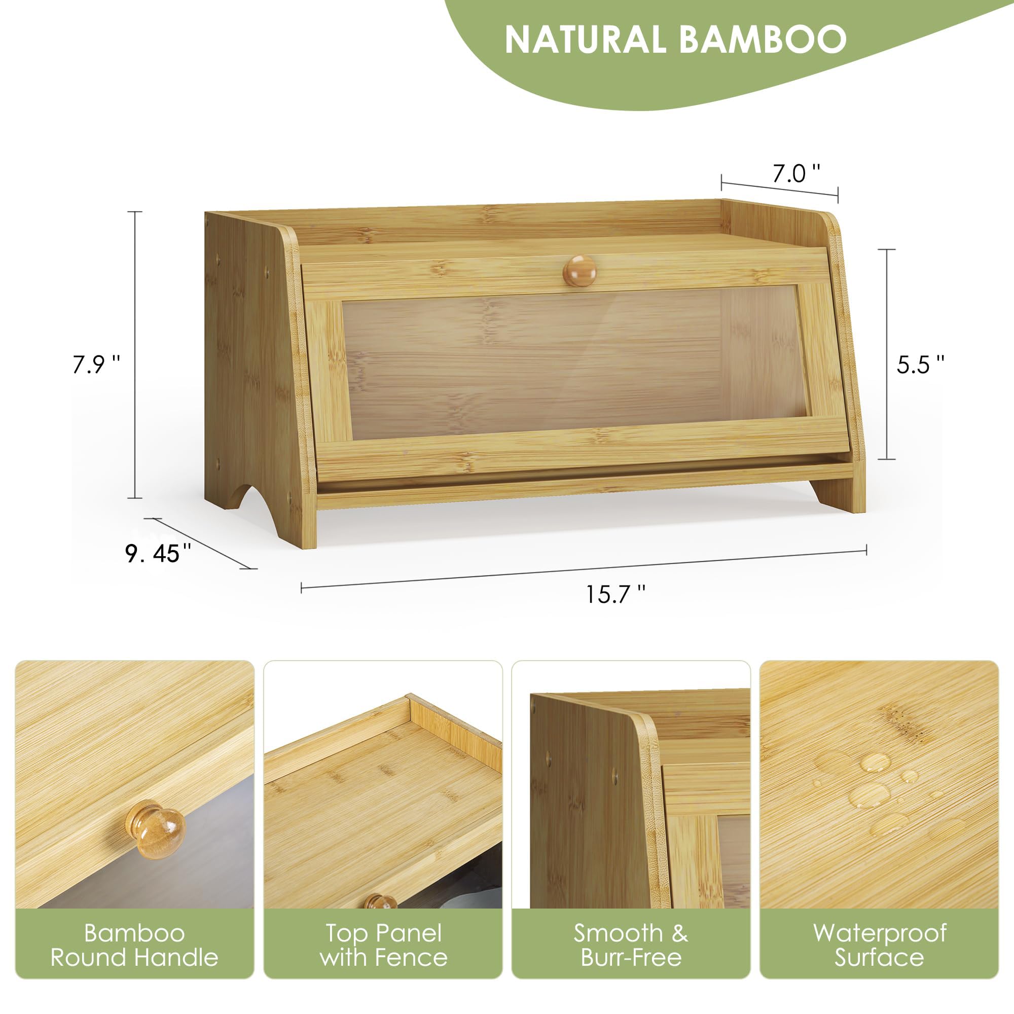 JANSNIMEN bread box flat-top shelf adds workspace for slicing