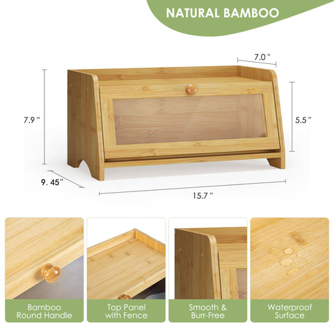 JANSNIMEN bread box flat-top shelf adds workspace for slicing