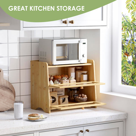 JANSNIMEN bamboo bread box holds bread, pastries, and more in one large space