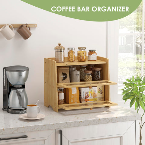 JANSNIMEN bamboo bread box organized kitchen storage with farmhouse charm