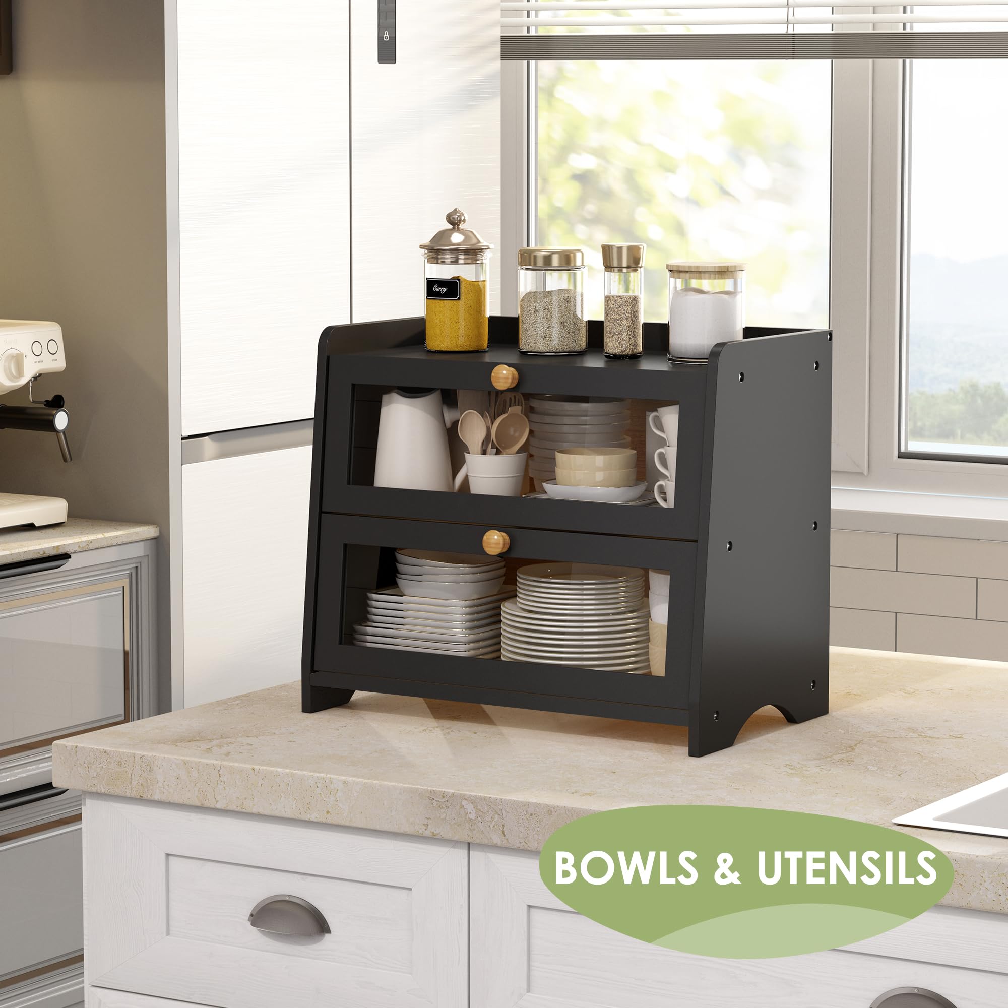 JANSNIMEN double layer bread box protects bread from moisture and keeps counters tidy