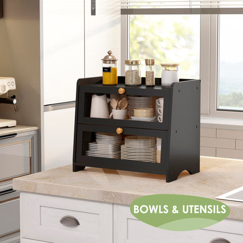 JANSNIMEN double layer bread box protects bread from moisture and keeps counters tidy