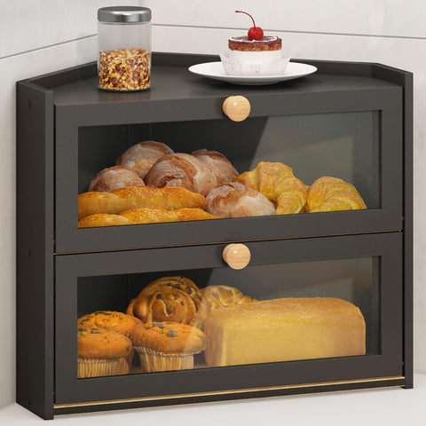 JANSNIMEN black corner bread box front view on a counter