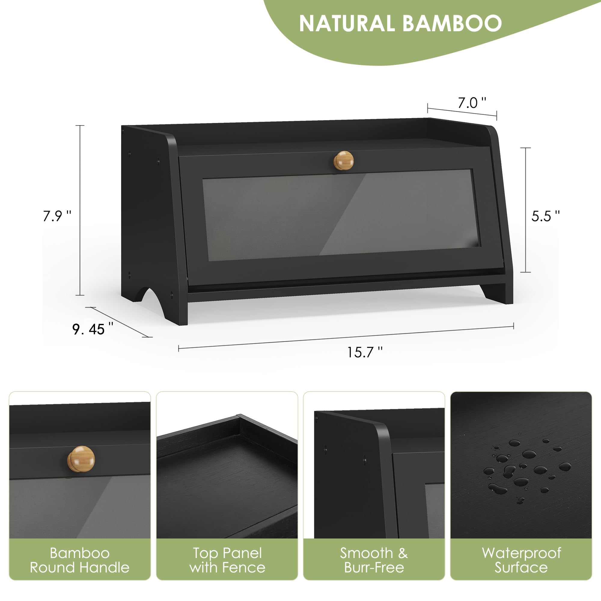 JANSNIMEN bread box with magnetic latch for secure, smooth access.