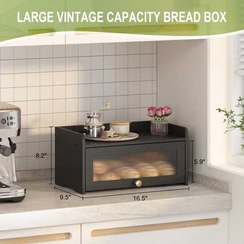Top view of the modern bamboo bread box highlights its sturdy construction.