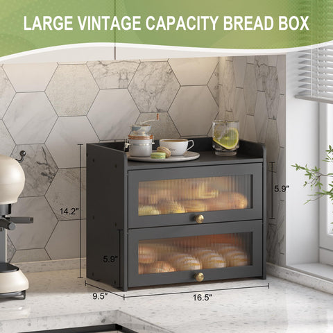 JANSNIMEN bread box with acrylic window for quick content checks while preserving freshness