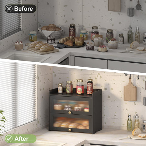 JANSNIMEN bread box on a kitchen countertop with vintage design