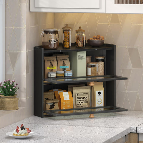 JANSNIMEN bread box pictured on a kitchen countertop corner