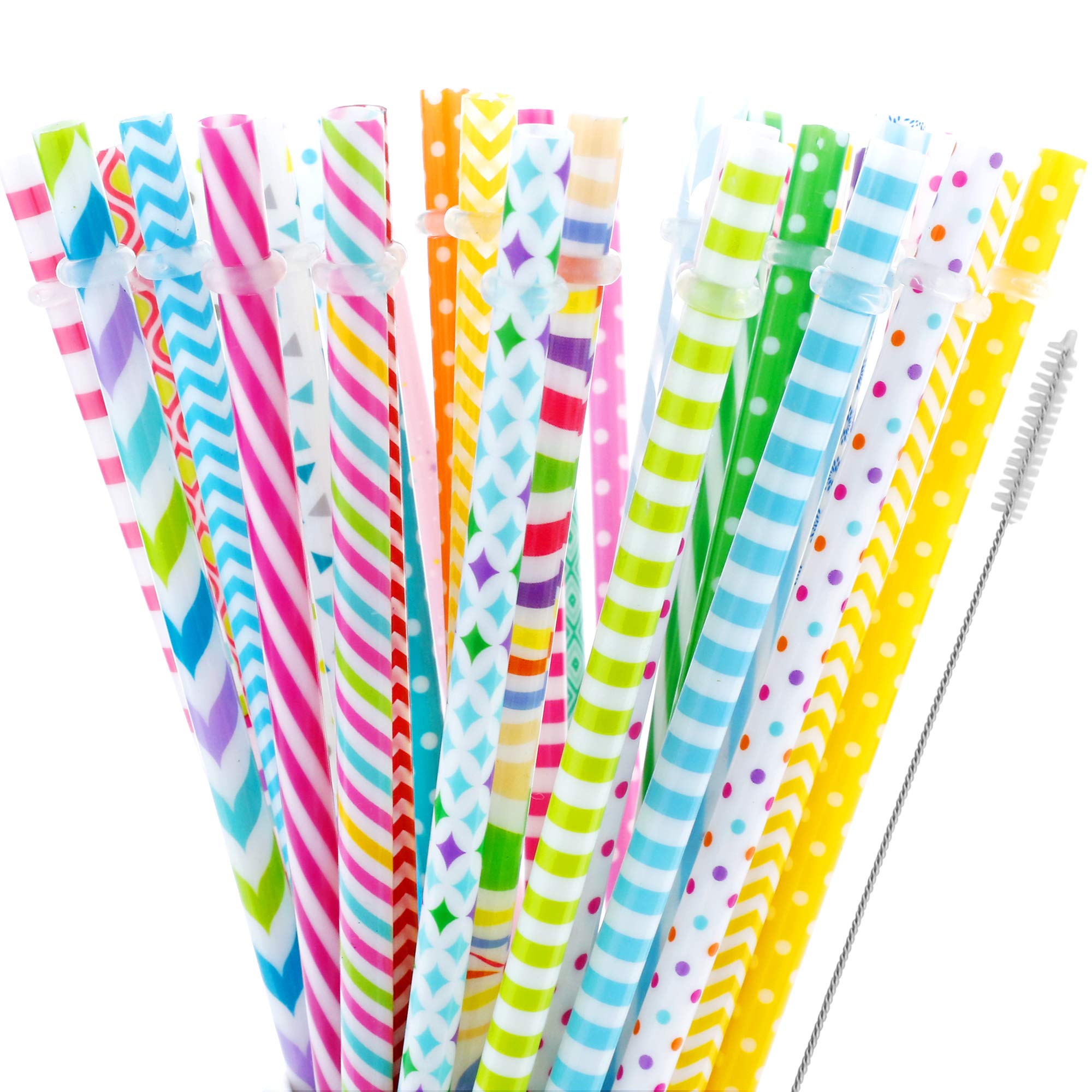 JANYUN 40-piece reusable straws with colorful patterns for everyday use