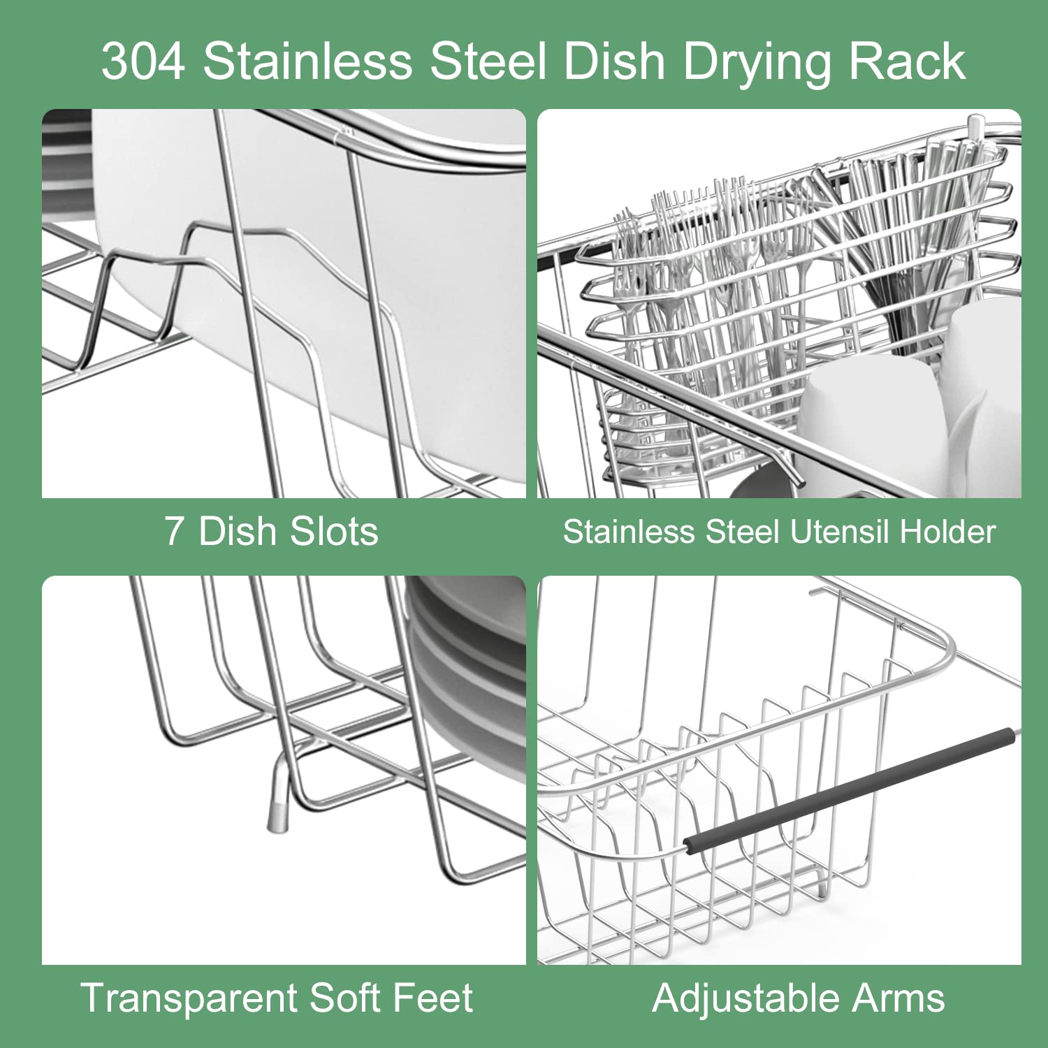 JAQ removable stainless steel silverware holder for easy cleaning.