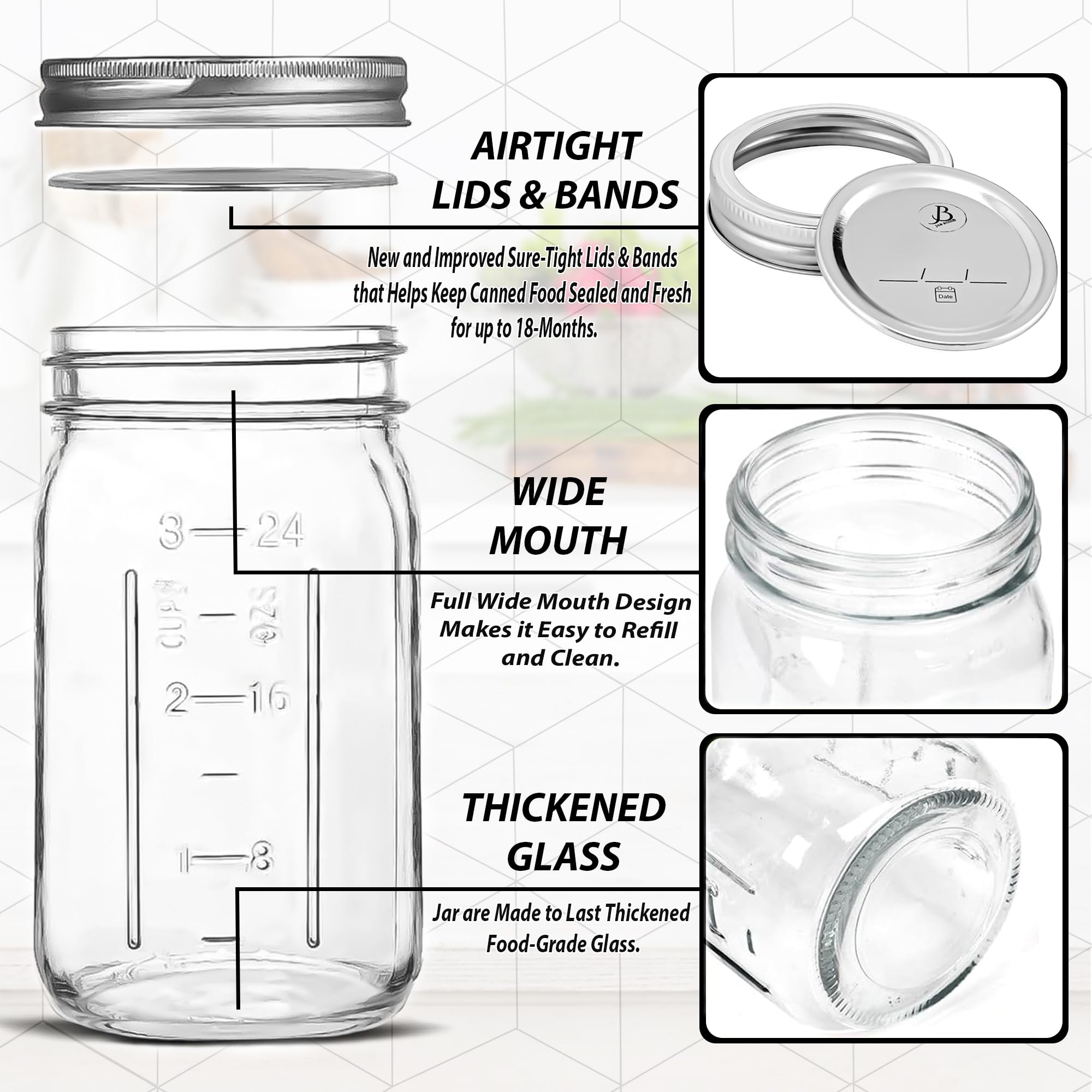 Jar Boss clear glass shows contents and helps quick spoilage checks