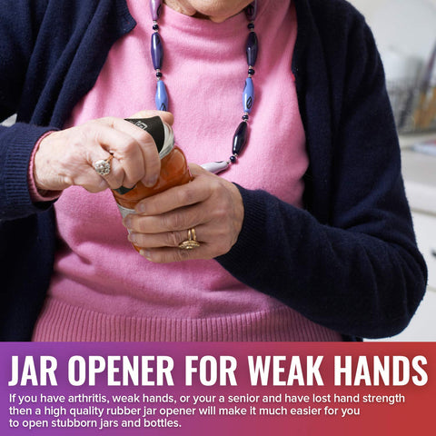 Jar Heads 5-inch opener in use, aiding arthritis-friendly jar opening.