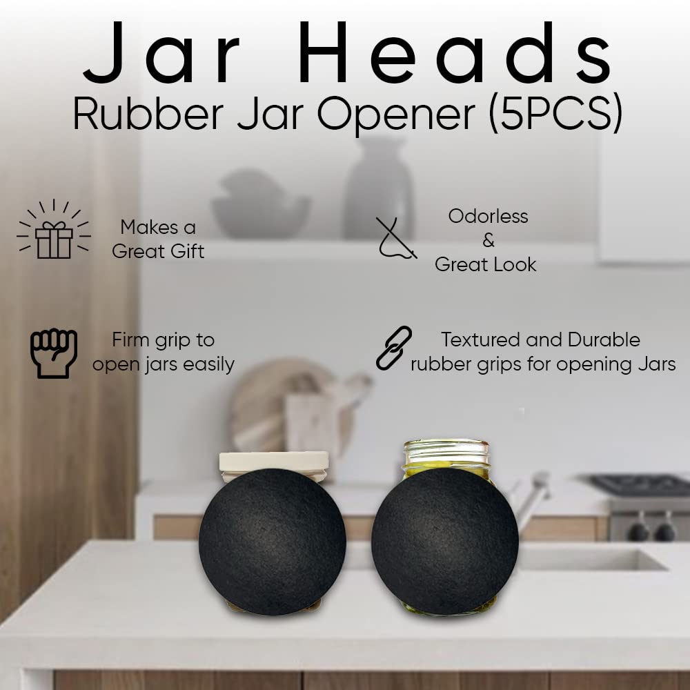 Five-pack display of Jar Heads openers ready for convenient kitchen storage.