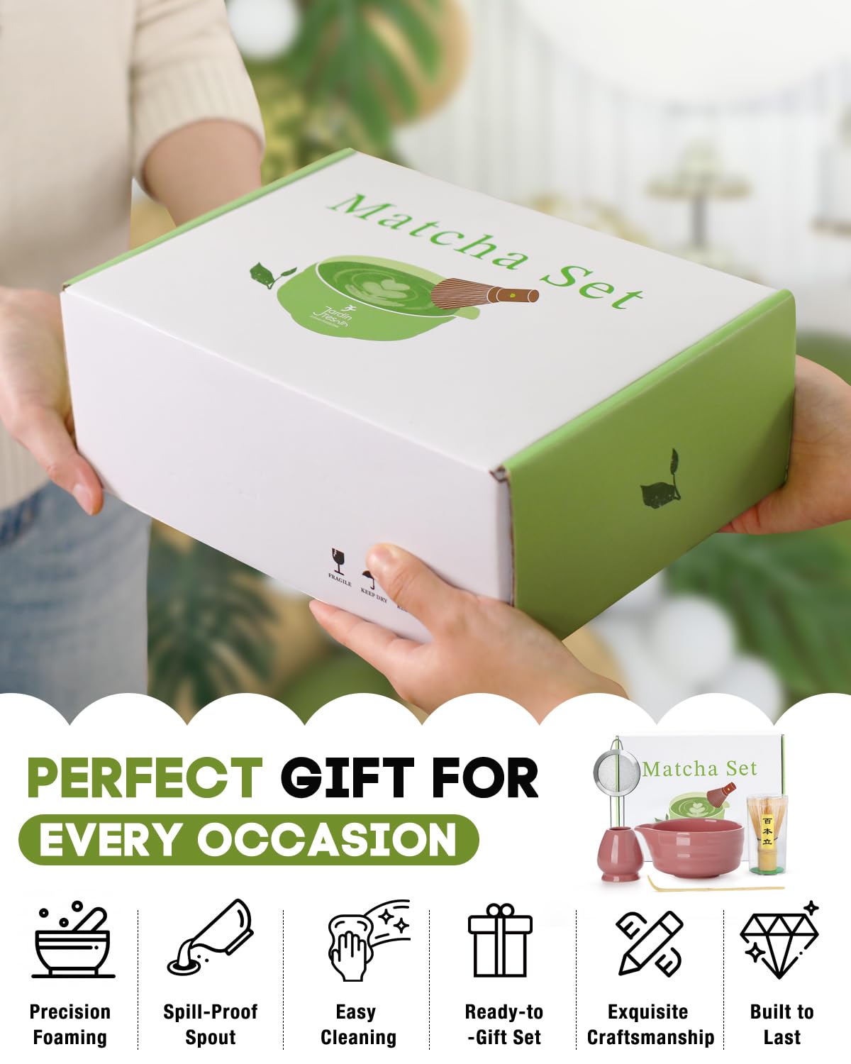 Jardin Tesoro pink matcha set displayed as a stylish gift option.