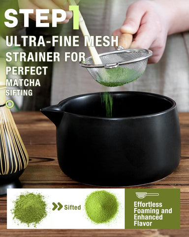 Jardin Tesoro stainless steel sifter ensures evenly sifted matcha powder