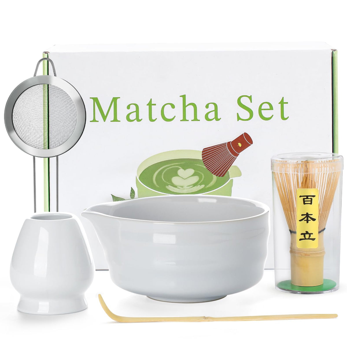 Jardin Tesoro white matcha whisk set chawan spout for smooth pours and ceremony
