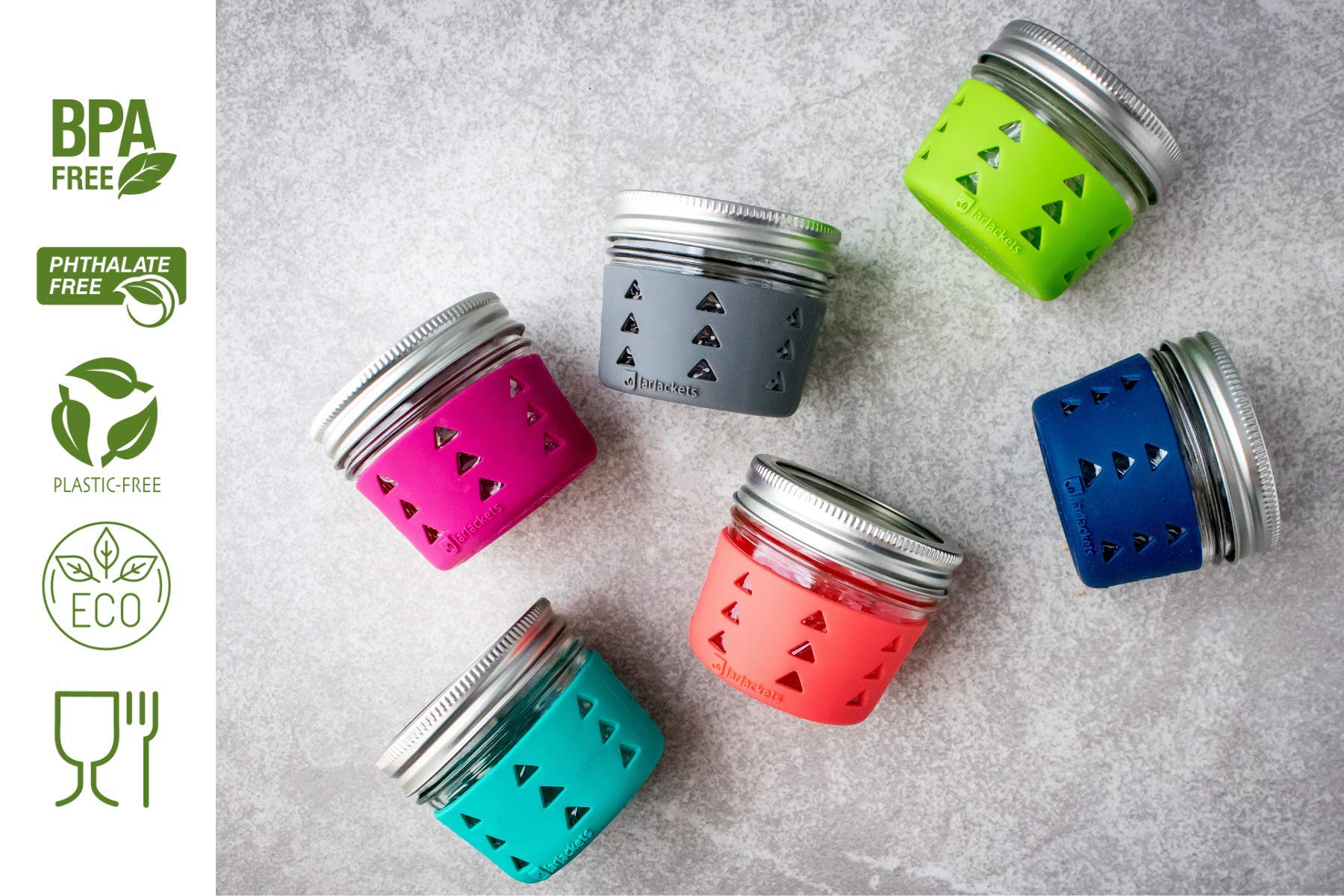 Dishwasher-safe JarJackets sleeve for simple cleaning.