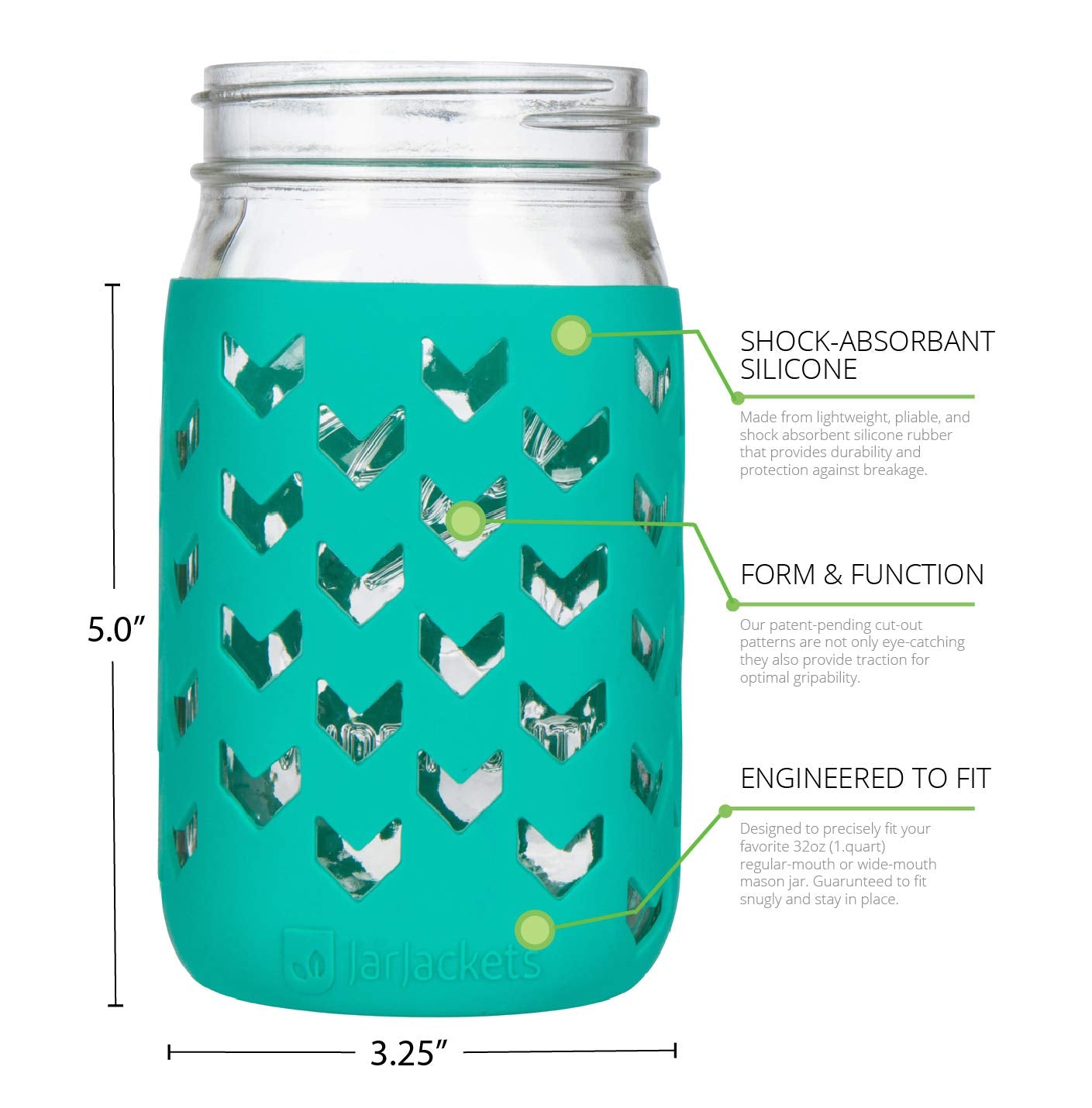JarJackets sleeve on a wide-mouth 32oz jar highlights vibrant color and grip.