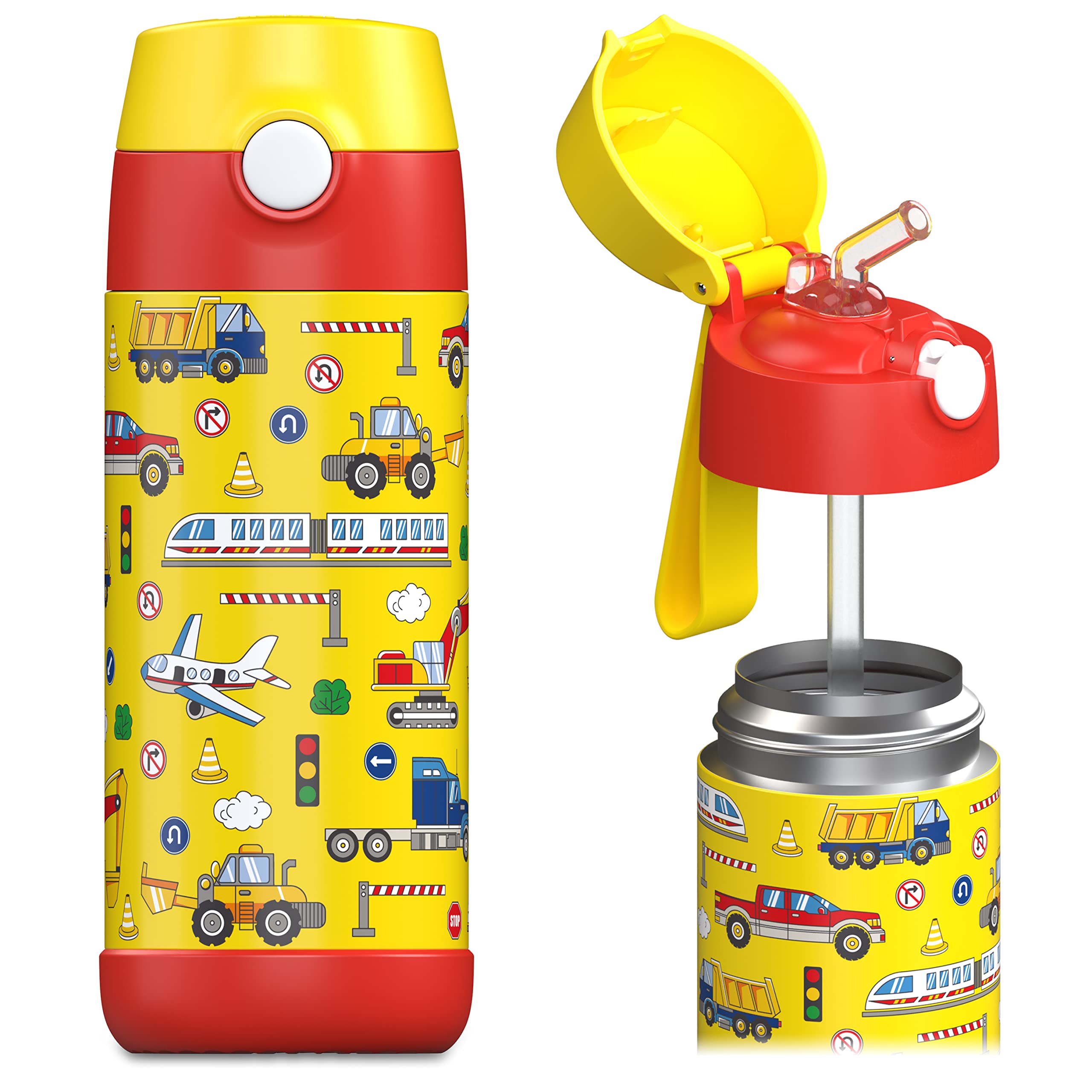 Jarlson Charli 12oz bottle lid button enables quick kid-friendly sips.