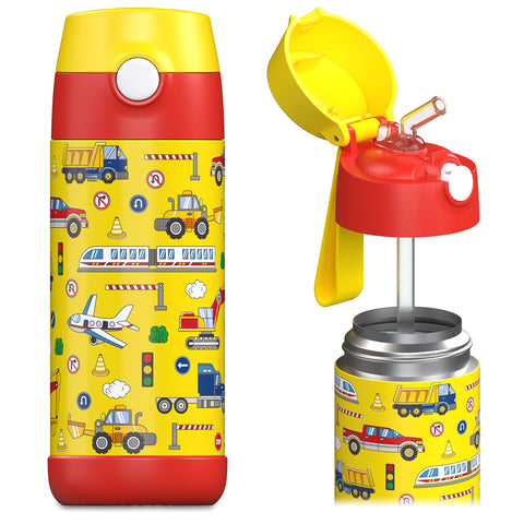 Jarlson Charli 12oz bottle lid button enables quick kid-friendly sips.