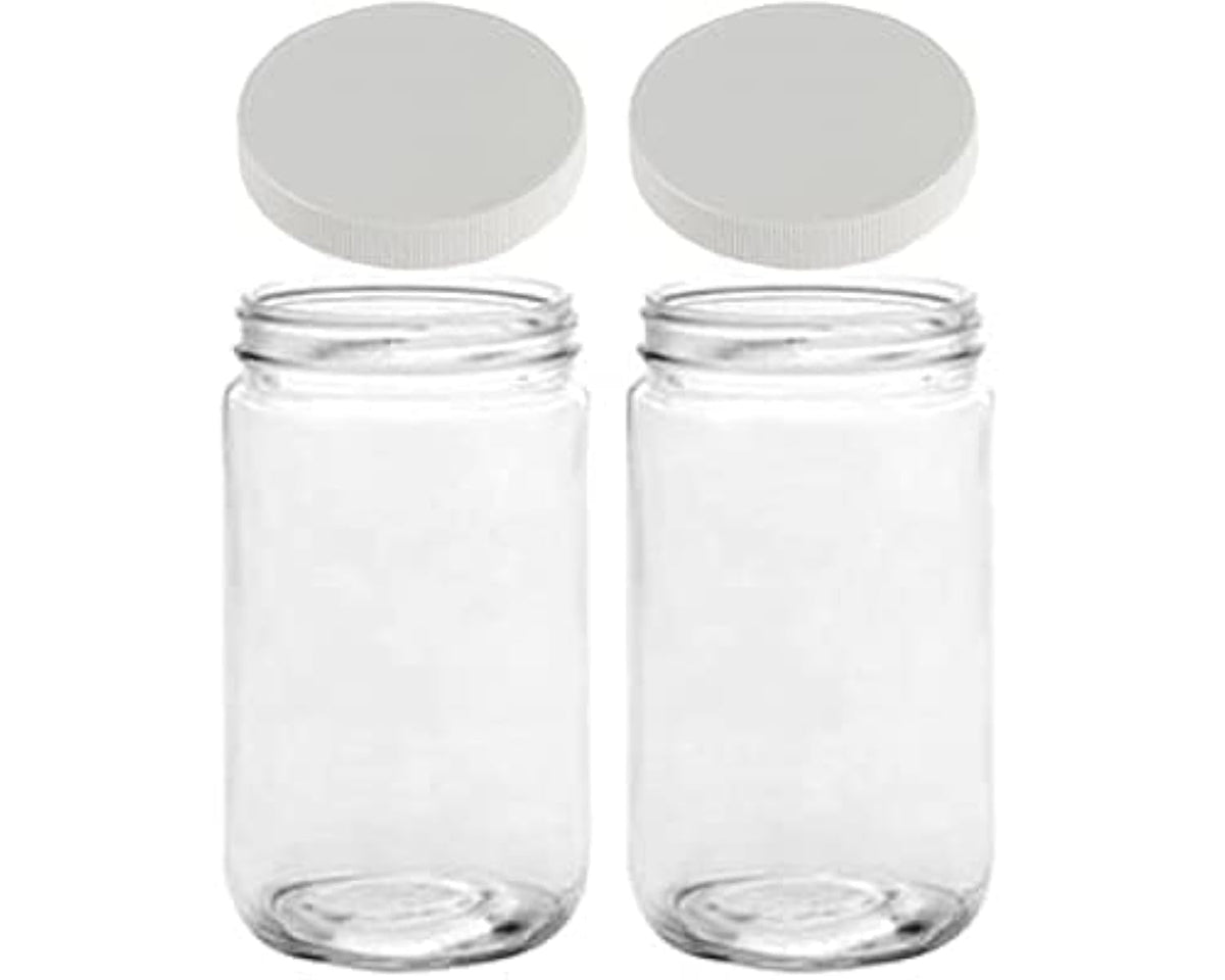 JARMING COLLECTIONS 32oz wide-mouth glass jar for quick filling and effortless cleaning.