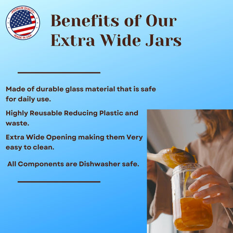 JARMING COLLECTIONS clear glass demonstrates durability and easy content identification.