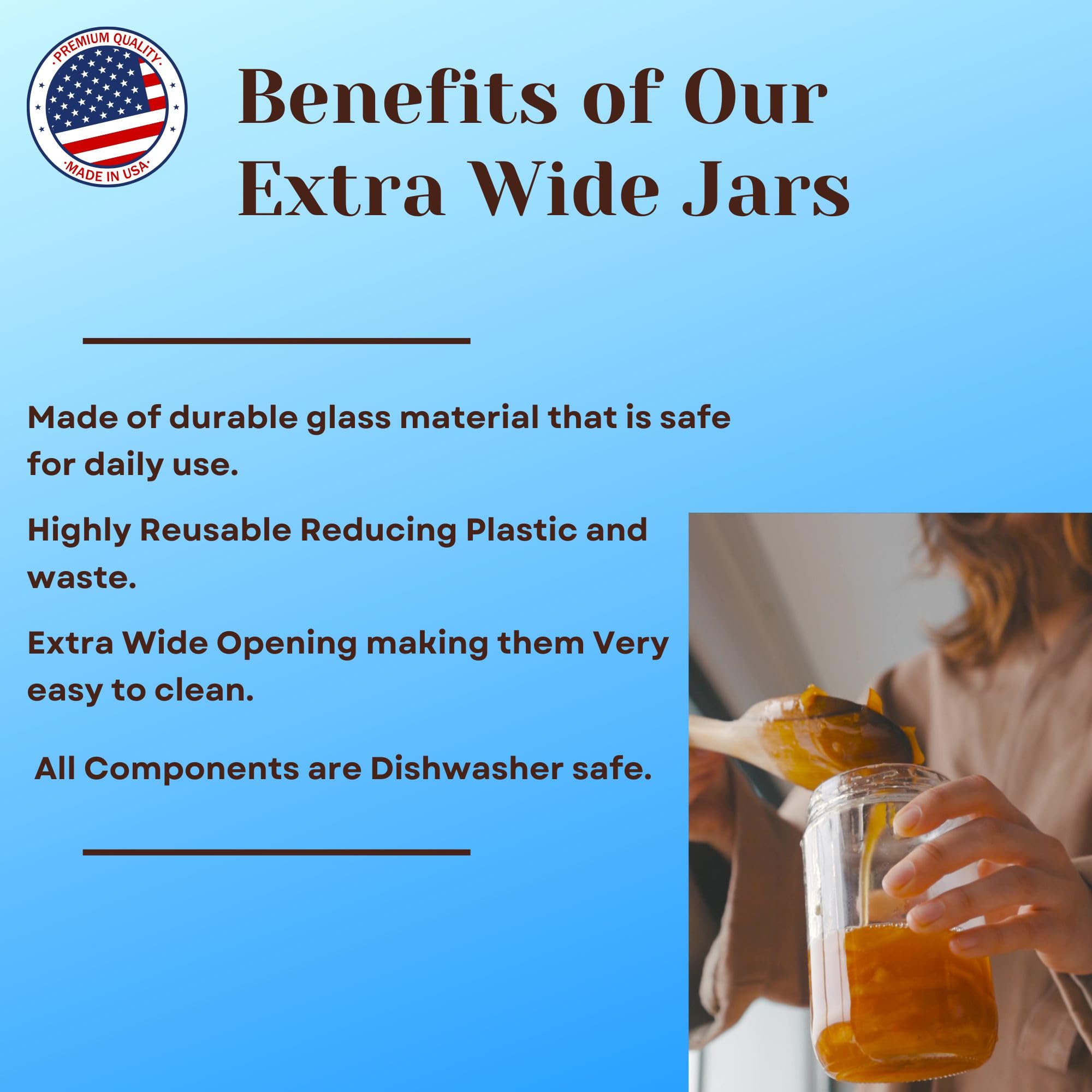 JARMING COLLECTIONS thick clear glass highlights contents for quick ingredient identification.