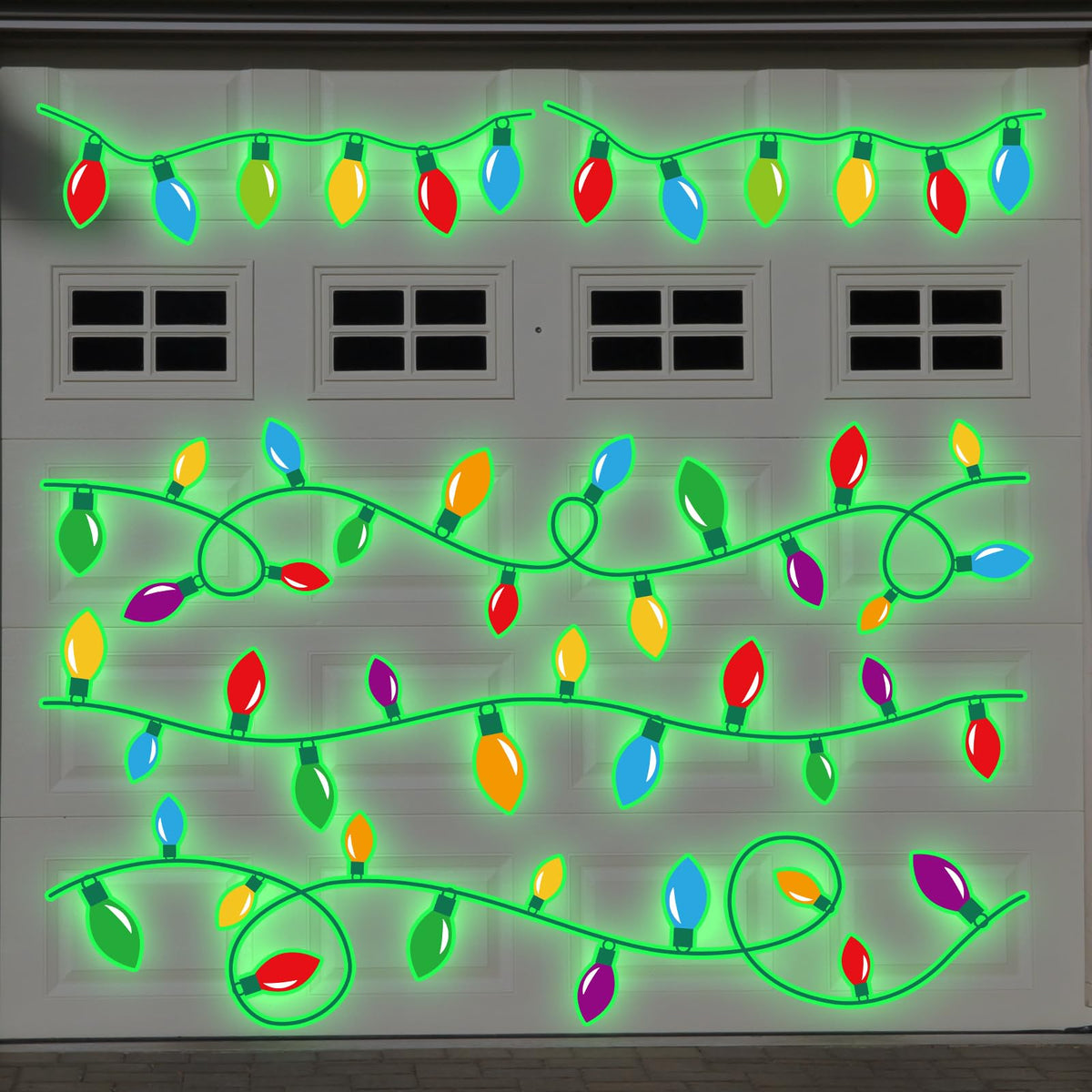 JarThenaAMCS Christmas magnets with light bulbs decorate doors and fridges.