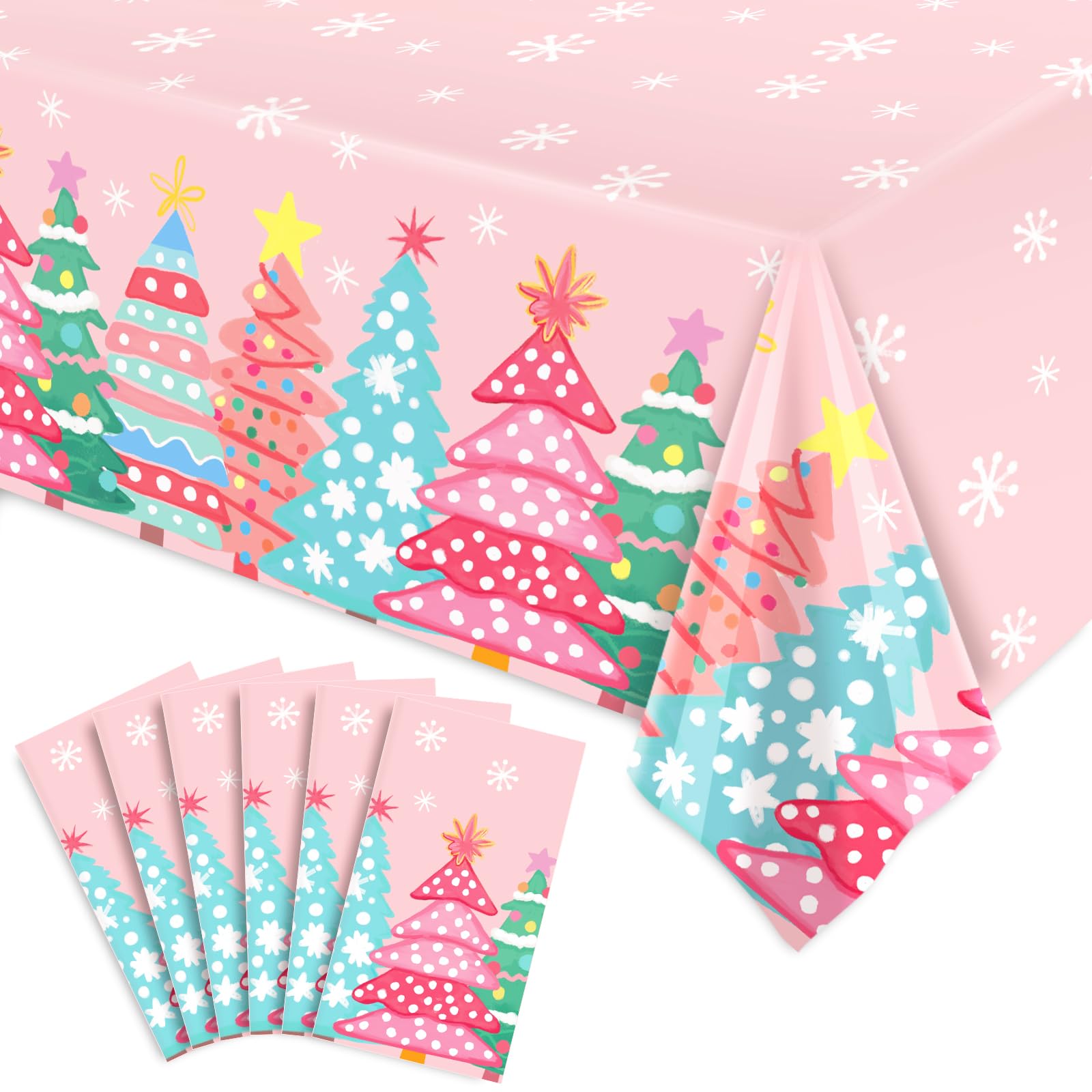 JarThenaAMCS Christmas table cover with pink-green pattern protects surfaces from spills
