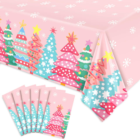 JarThenaAMCS Christmas table cover with pink-green pattern protects surfaces from spills