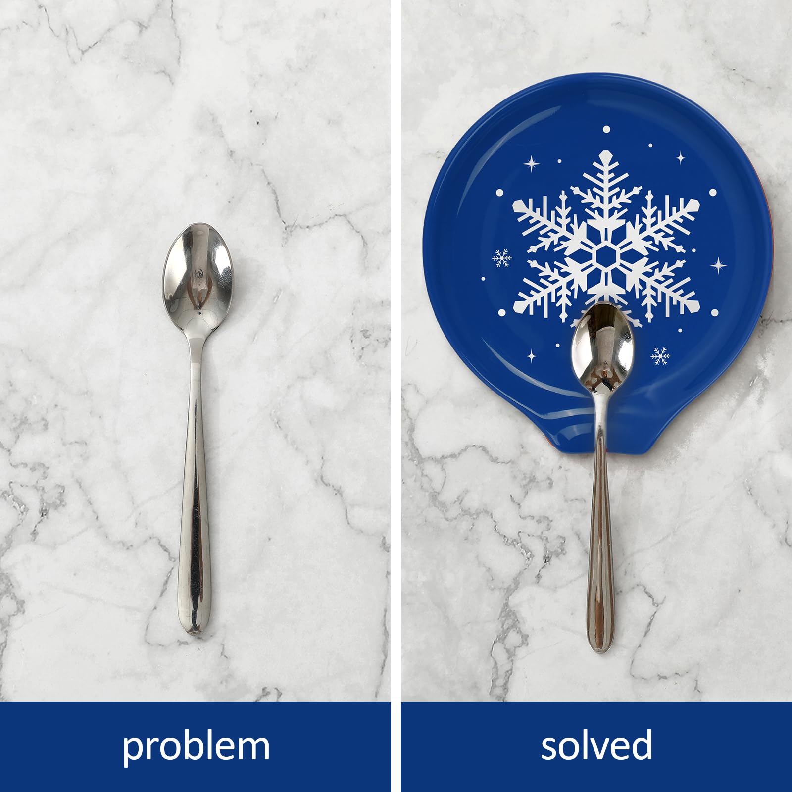 JarThenaAMCS spoon rest features ceramic snowflake pattern for seasonal decor.