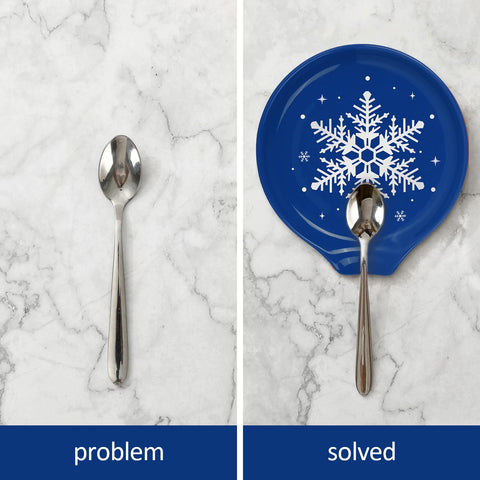 JarThenaAMCS spoon rest features ceramic snowflake pattern for seasonal decor.