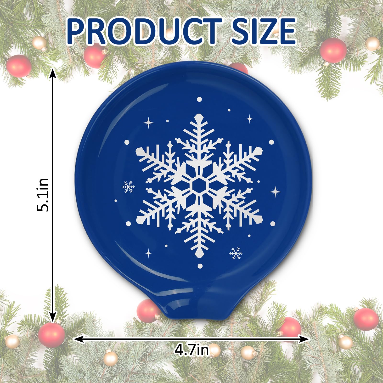 JarThenaAMCS ceramic spoon rest brightens Christmas coffee station with festive snowflakes.