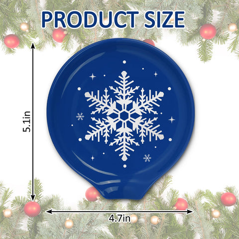 JarThenaAMCS ceramic spoon rest brightens Christmas coffee station with festive snowflakes.