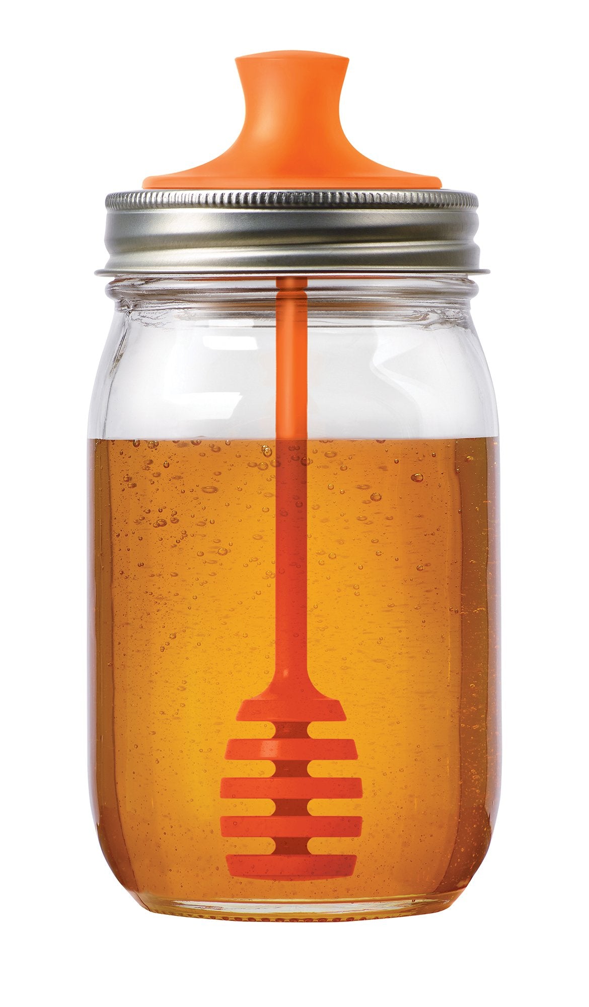 Jarware honey dipper lid on a regular-mouth jar for mess-free honey