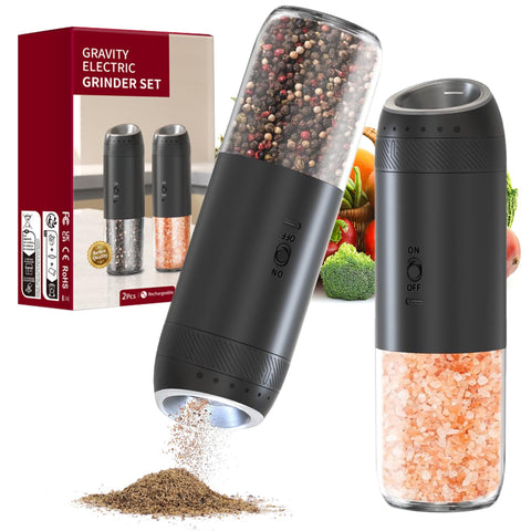 Jasee gravity-sensing grinder in action for effortless one-handed seasoning.