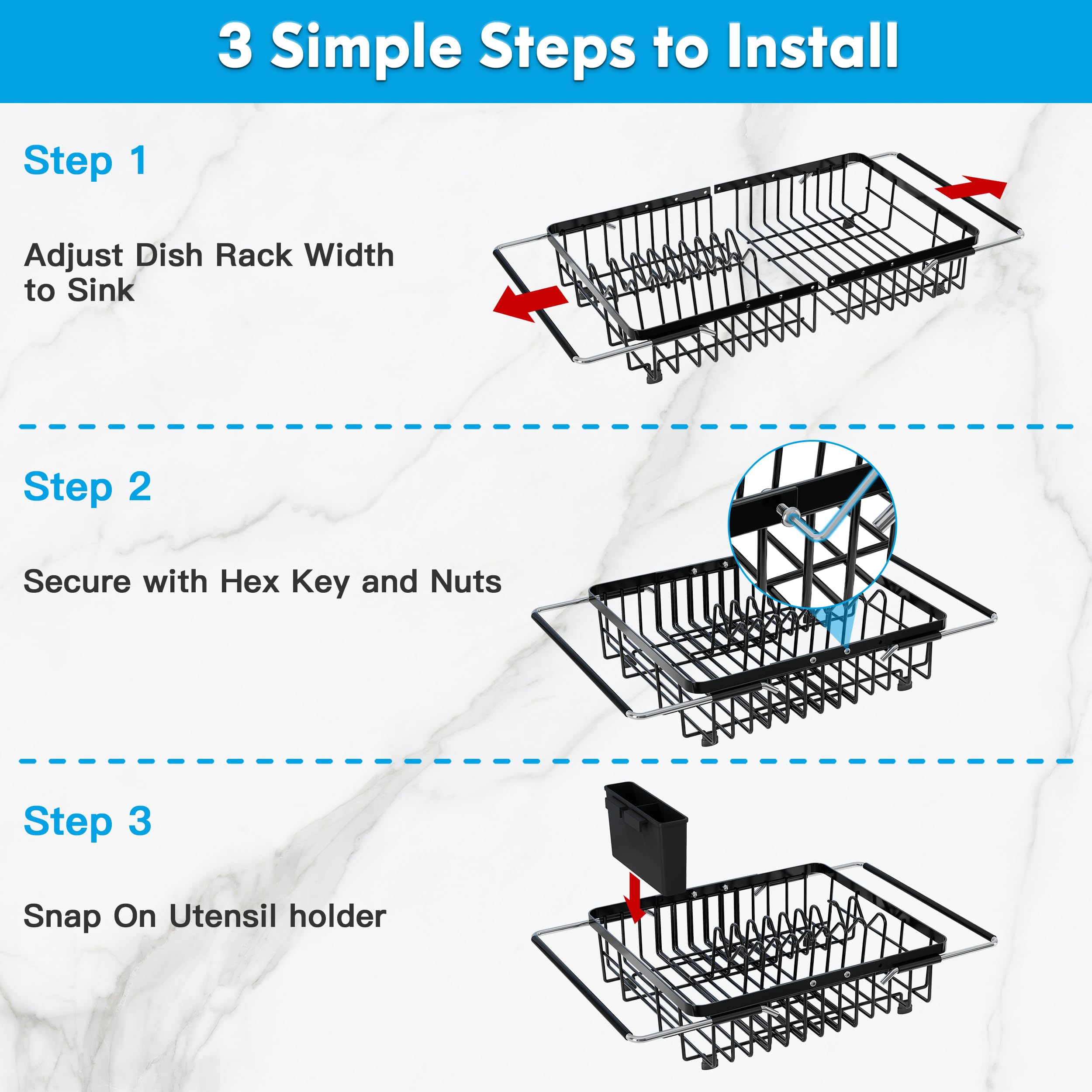 JASIWAY adjustable sink drying rack fits different sink sizes