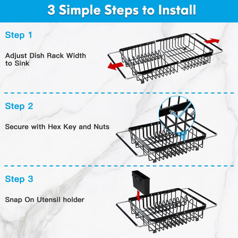 JASIWAY adjustable sink drying rack fits different sink sizes