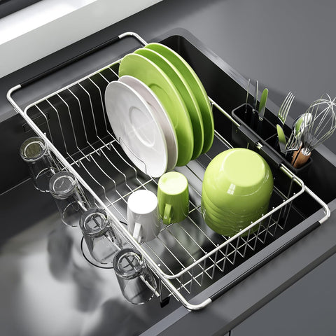 JASIWAY dish drying rack in sink extended for space-saving versatility