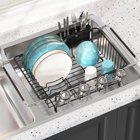 JASIWAY dish-drying rack over sink assembly with adjustable frame for versatile setup
